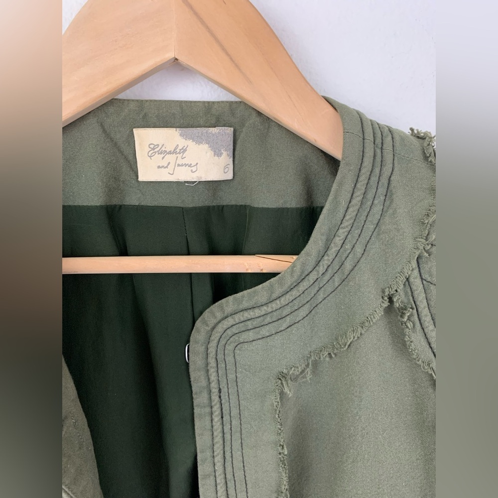 Elizabeth and James Olive Green Military Jacket 3/4 sleeves - Picture 7 of 13
